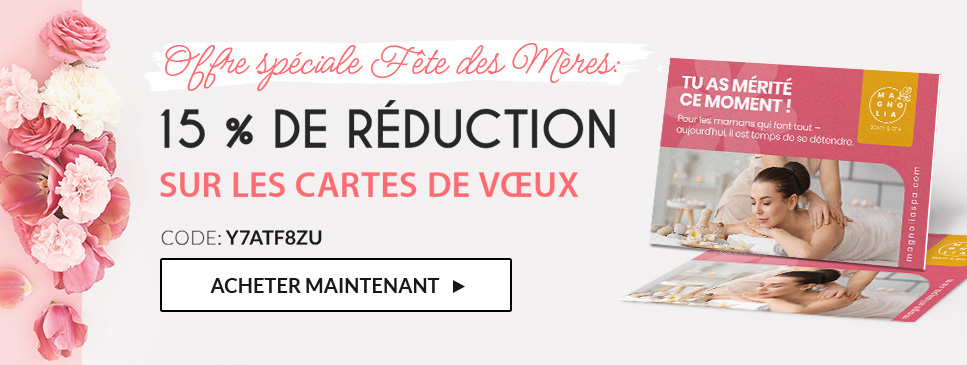Offre spéciale Fête des Mères : 15 % de réduction sur les cartes de vœux